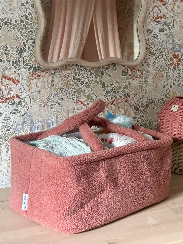 Mabel & Fox - Teddy Nappy Caddy - Rose Pink