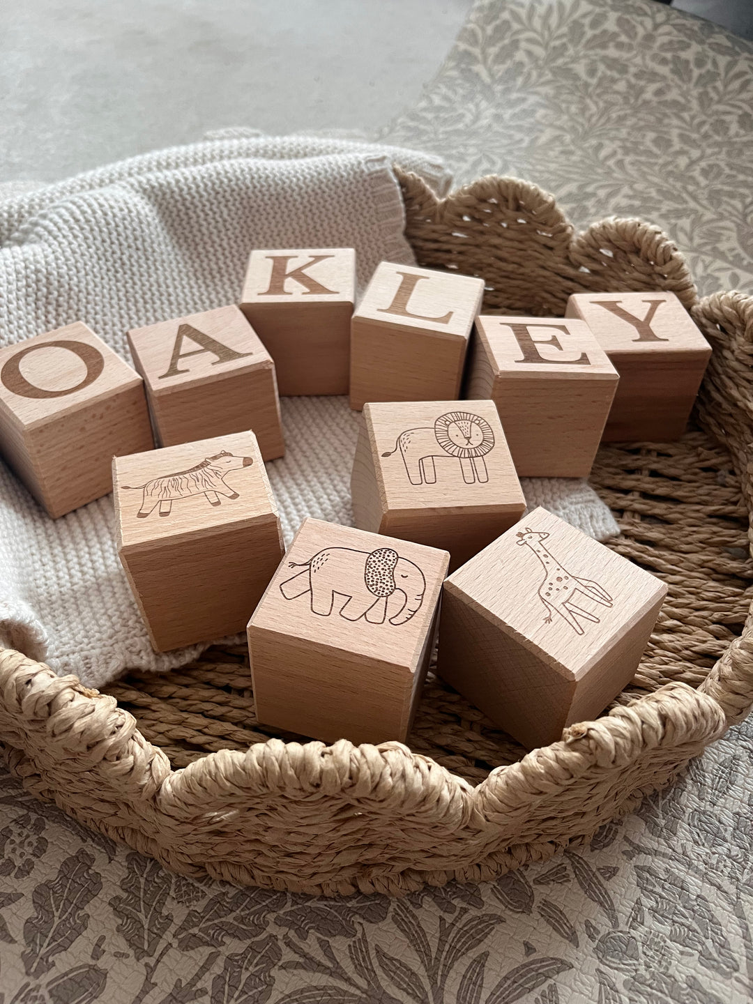 Mabel & Fox - 4 Pcs Wooden Block Set - Safari - Mabel & Fox