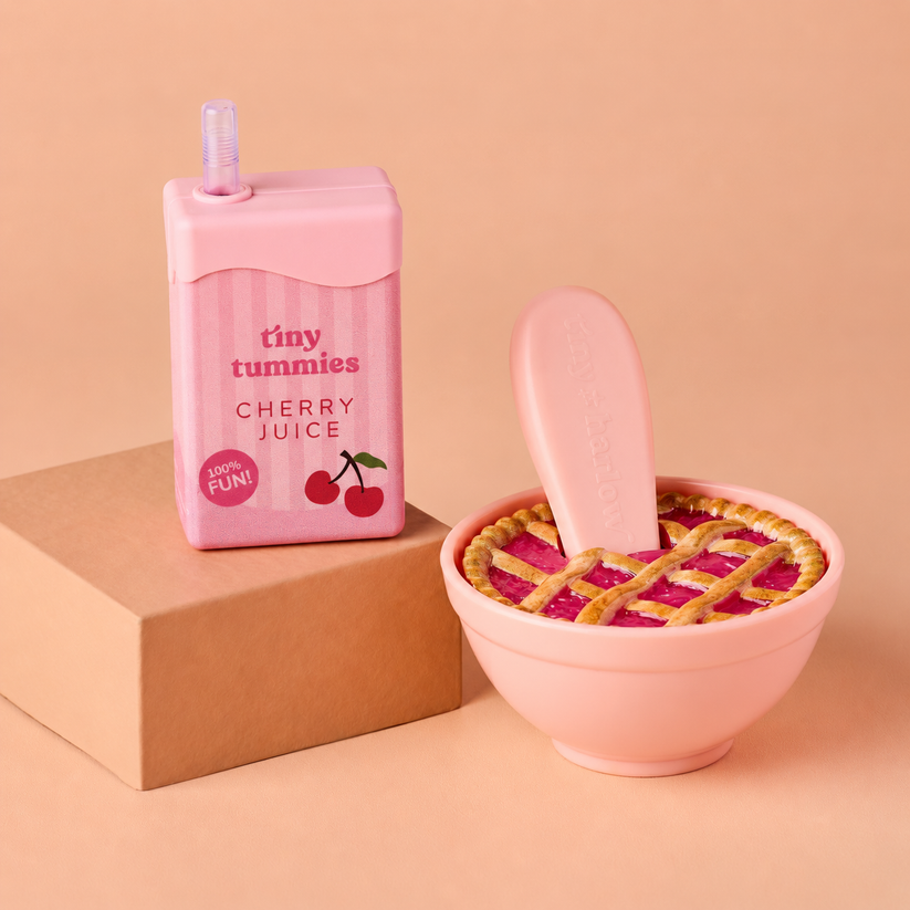Tiny Harlow - Tiny Tummies - Cherry Pie Bowl & Cherry Juice Box Set