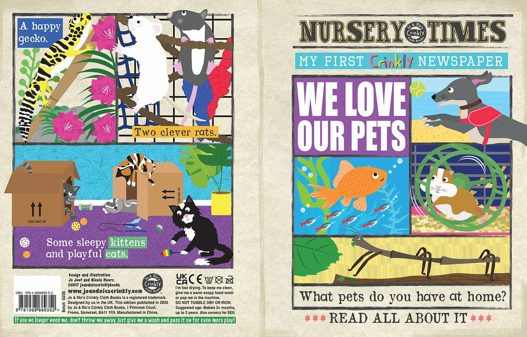 Jo & Nic's Crinkly Cloth Books - We Love Our Pets - Mabel & Fox