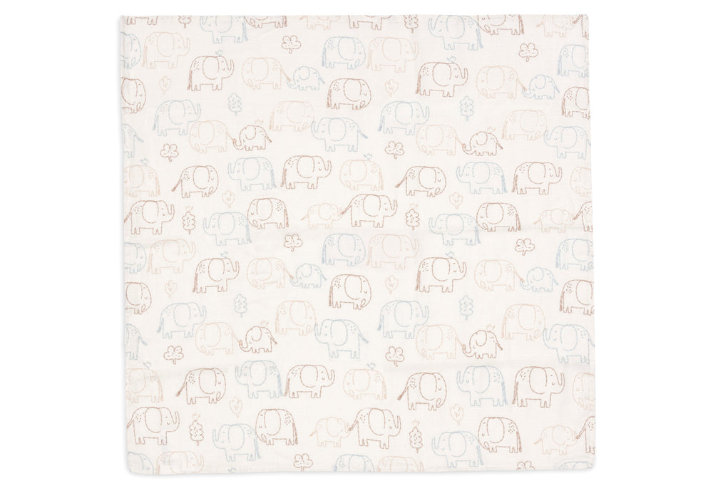 Jollein - Cloth Muslin - 70x70cm - Elephant Tales -  (3 pack) - Mabel & Fox