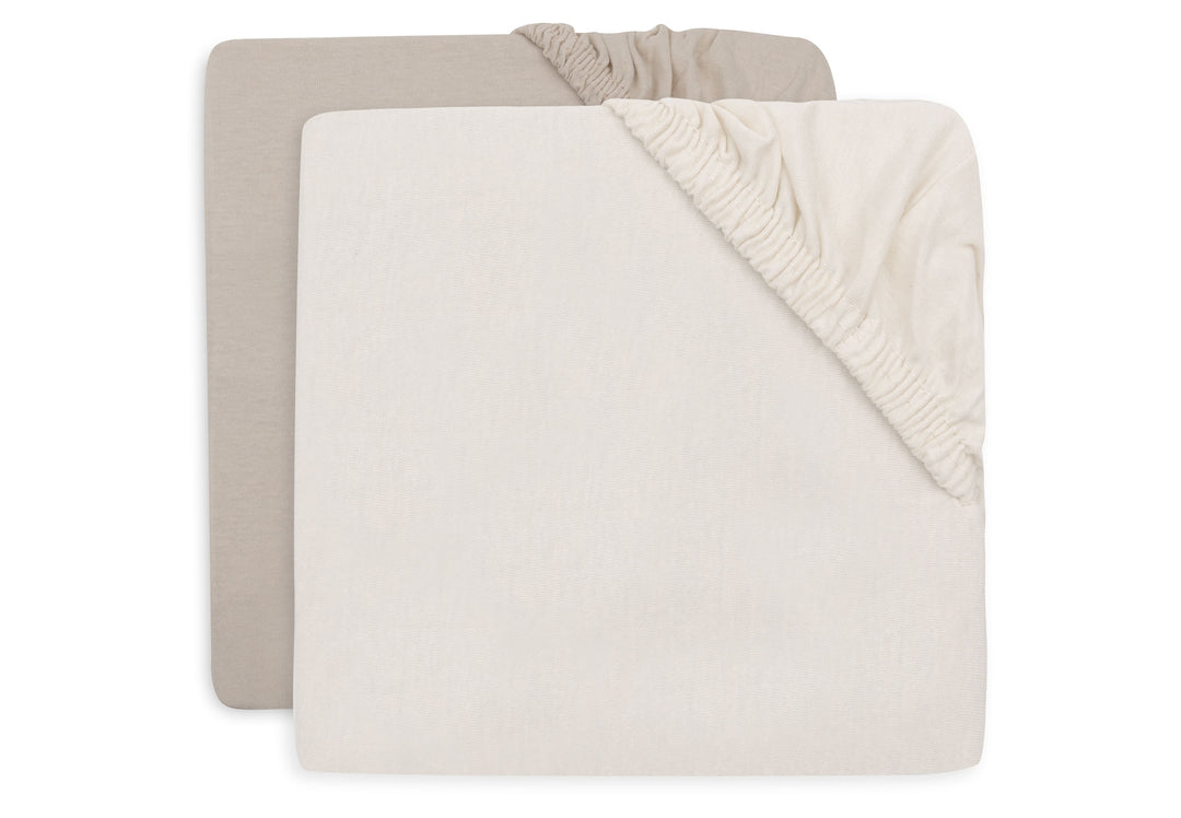 Jollein - Fitted Sheet Jersey 60x120cm - Oatmeal/Sand - 2 Pack - Mabel & Fox