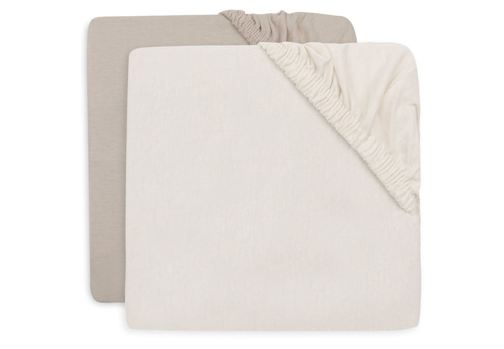 Jollein - Fitted Sheet Jersey 60x120cm - Oatmeal/Sand - 2 Pack - Mabel & Fox