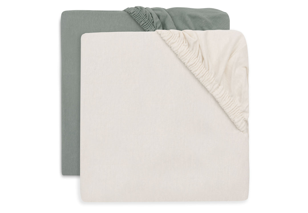 Jollein - Fitted Sheet Jersey 70/75x140/150cm - Sea Green/Ivory - 2 Pack - Mabel & Fox