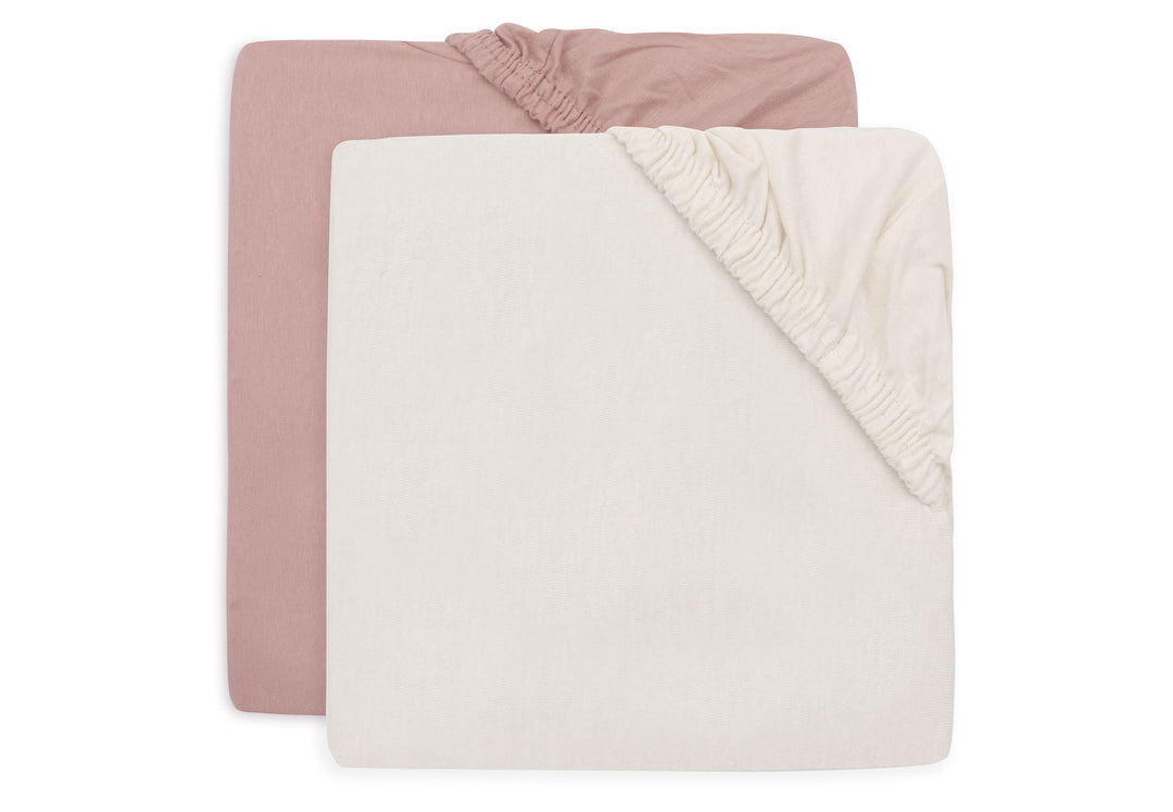 Jollein - Fitted Sheet Jersey 70/75x140/150cm - Wild Rose/Ivory - 2 Pack - Mabel & Fox