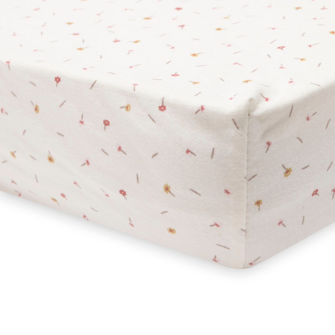 Jollein - Fitted Sheet Jersey - Pretty Picnic Flower Drops - Mabel & Fox