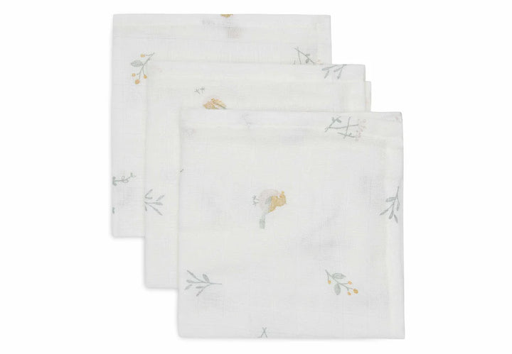 Jollein - Muslin Mouth Cloth 31 x 31cm - Lovely Birds (3 Pack) - Mabel & Fox