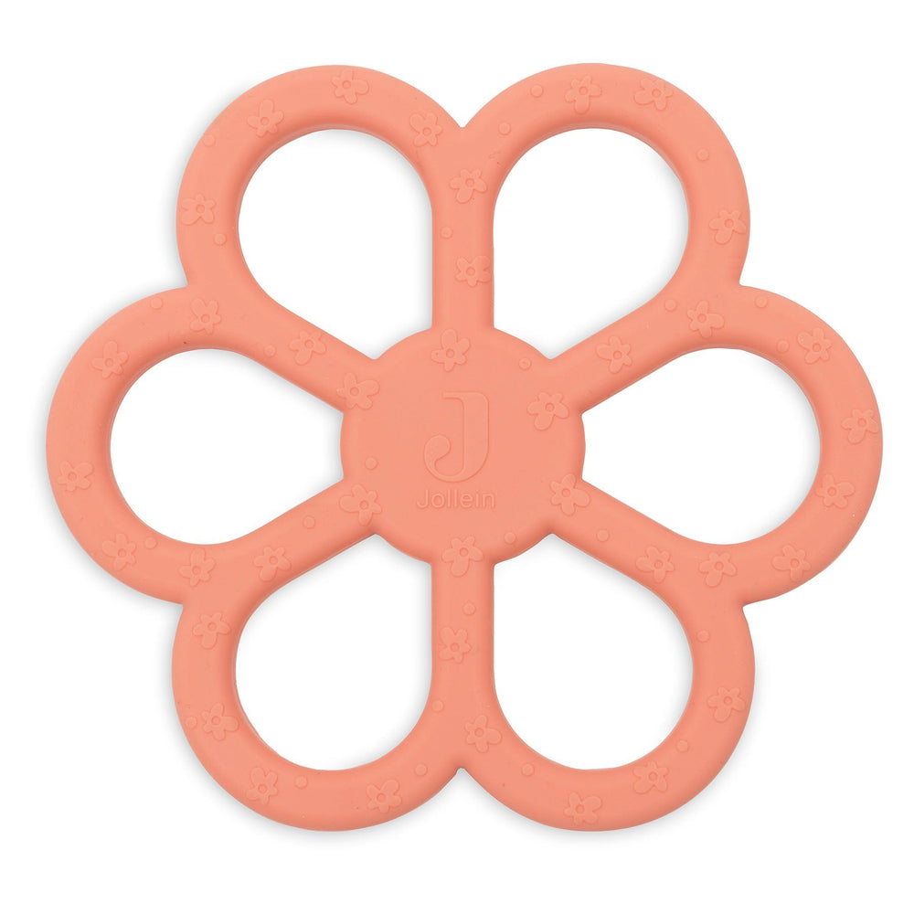 Jollein - Silicone Teething Ring Keychain - Coral Flower - Mabel & Fox