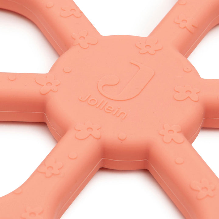 Jollein - Silicone Teething Ring Keychain - Coral Flower - Mabel & Fox