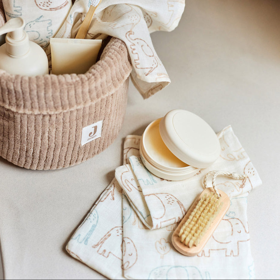 Jollein - Washcloth Muslin 15x20cm - Elephant Tales - ( 3 Pack ) - Mabel & Fox