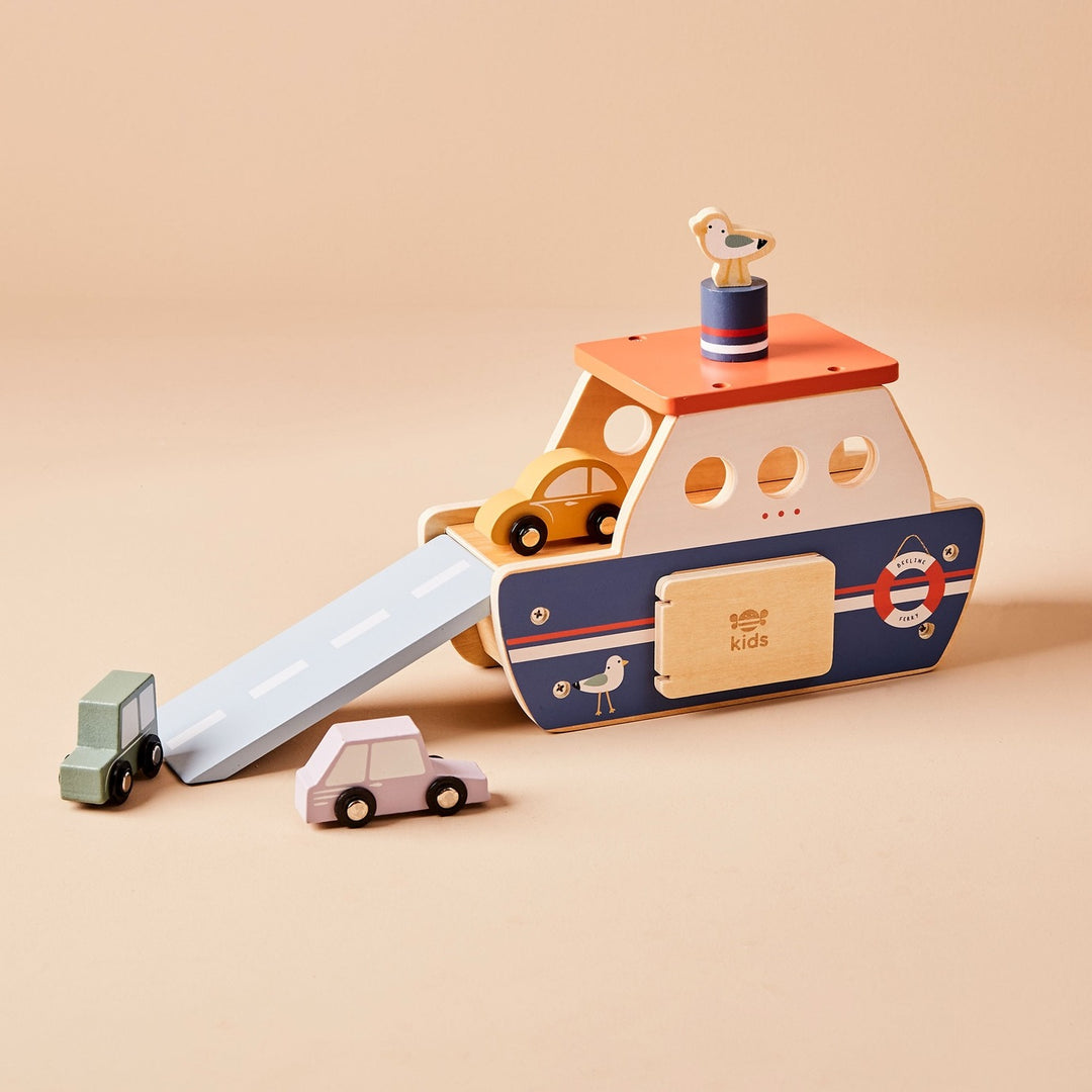 Just Bee Kids - Wooden Ferry Toy Playset With Cars - Mabel & Fox