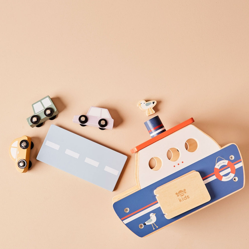 Just Bee Kids - Wooden Ferry Toy Playset With Cars - Mabel & Fox