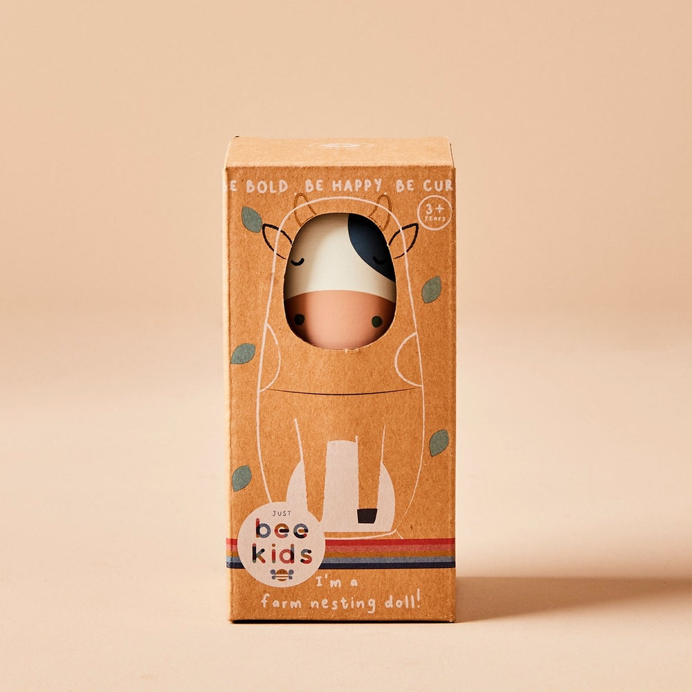 Just Bee Kids - Wooden Nesting Dolls -  Farm Animals - Mabel & Fox