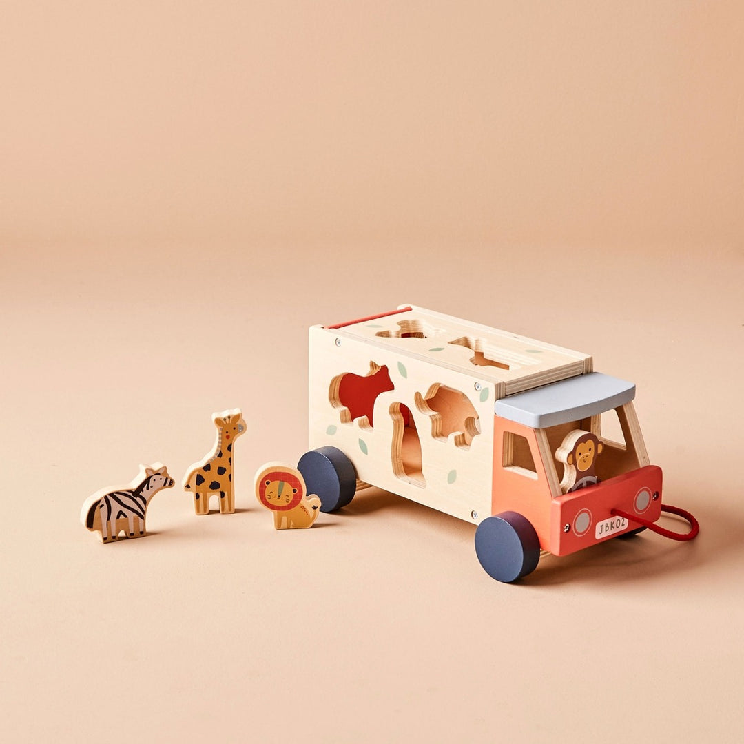 Just Bee Kids - Wooden Safari Jeep - Shape Sorter Toy - Mabel & Fox