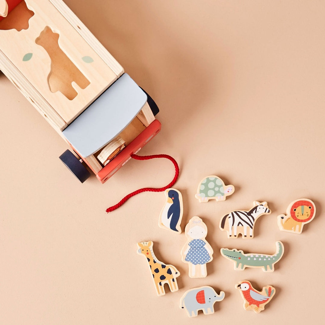 Just Bee Kids - Wooden Safari Jeep - Shape Sorter Toy - Mabel & Fox