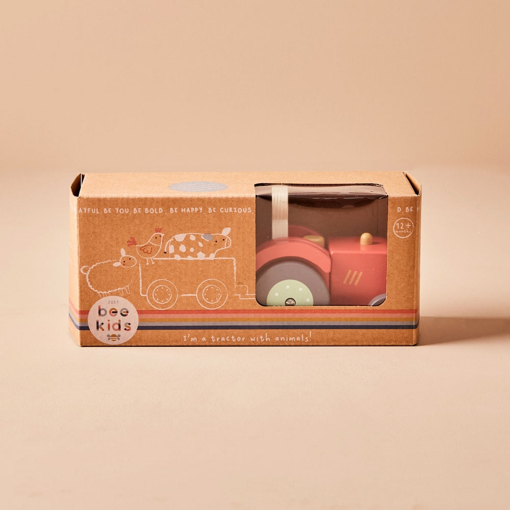 Just Bee Kids - Wooden Tractor & Trailer Toy - Mabel & Fox
