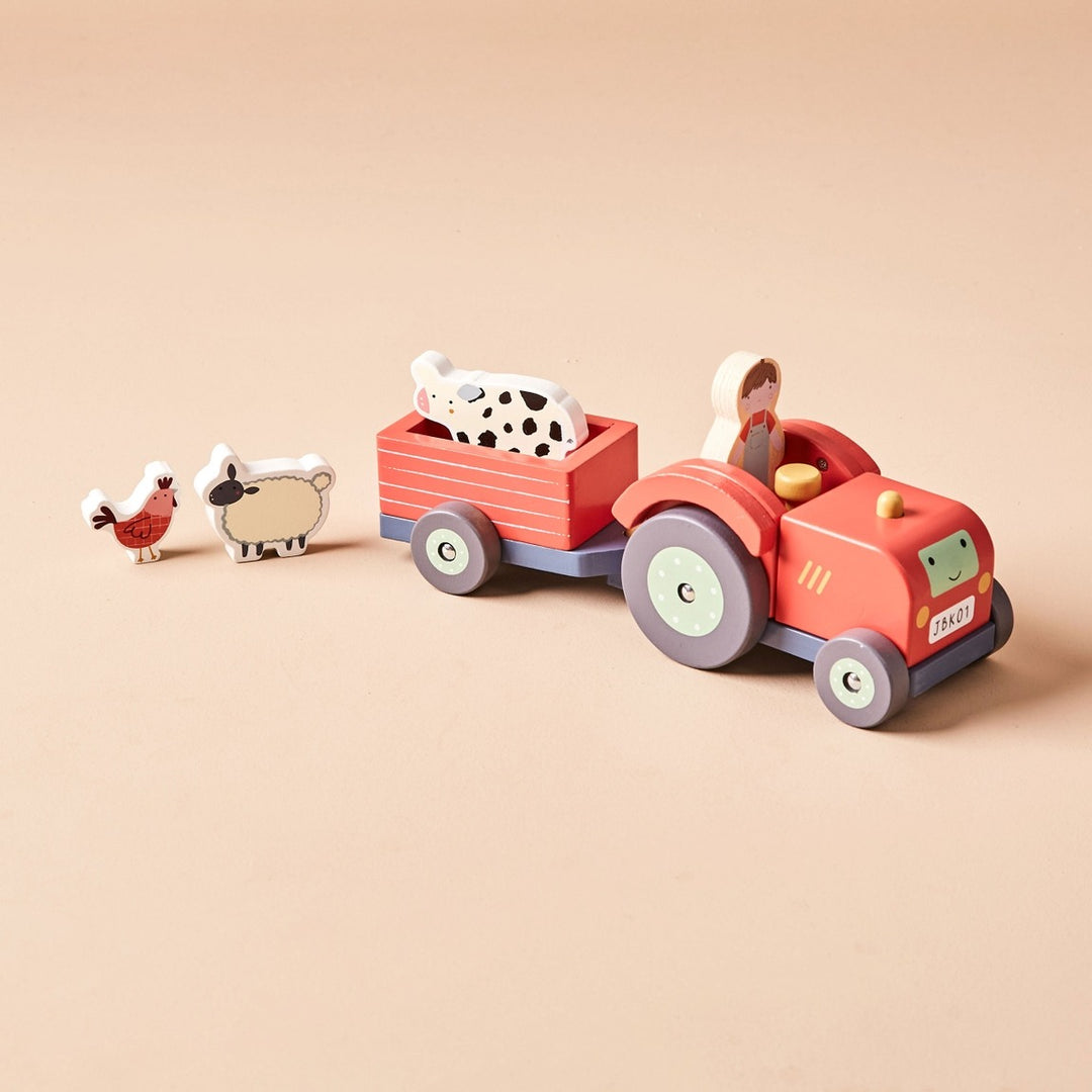 Just Bee Kids - Wooden Tractor & Trailer Toy - Mabel & Fox