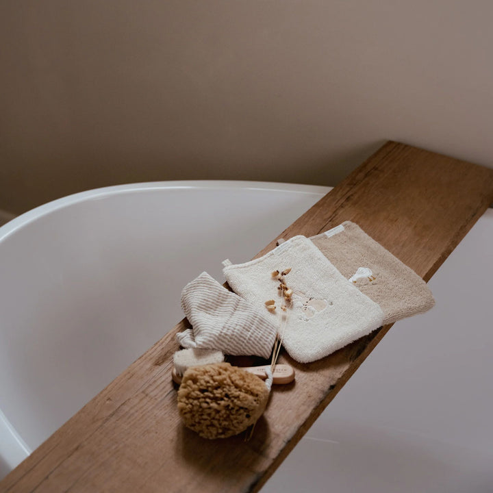 Little Dutch - Embroidered Wash Cloth Set - Baby Bunny / Newborn Naturals