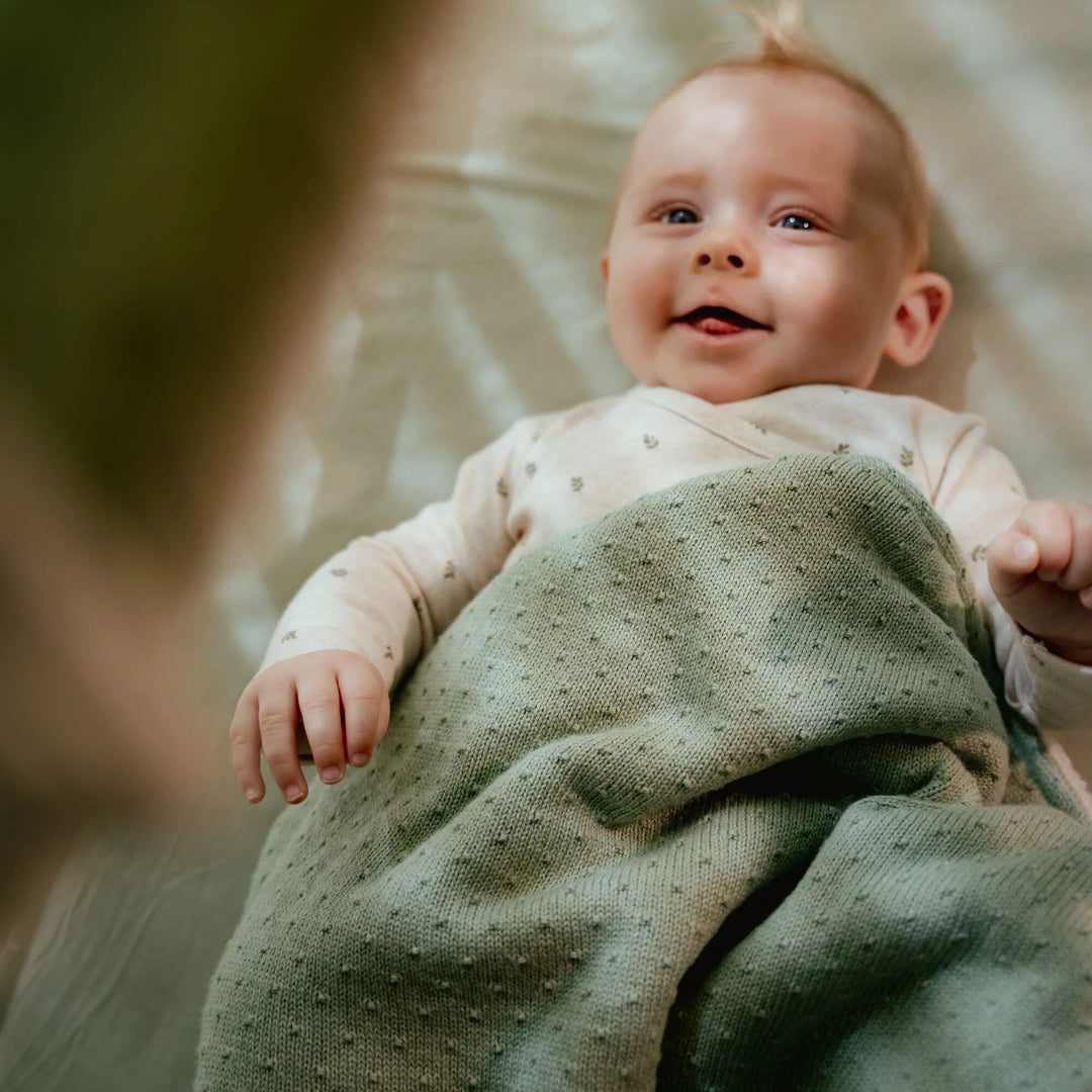 Little Dutch - Knitted Bassinet Blanket - Pure Sage