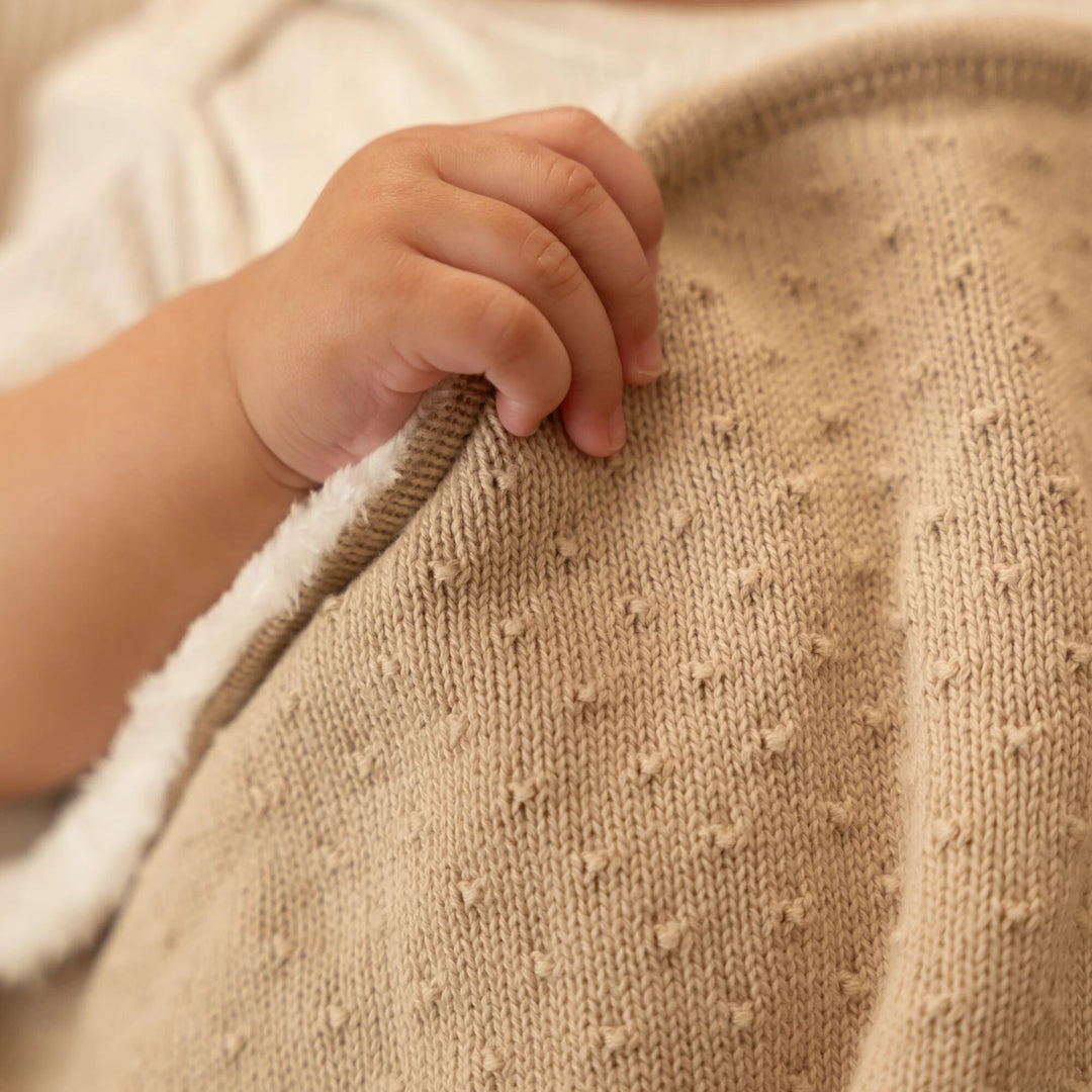 Little Dutch - Knitted Fleece Bassinet Blanket - Pure Soft Beige