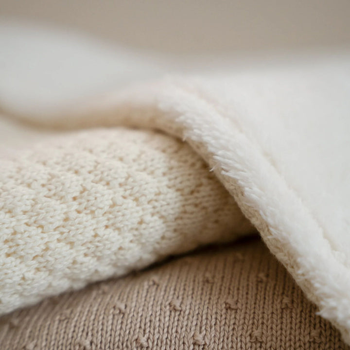 Little Dutch - Knitted Bassinet Blanket - Pure Soft White - Mabel & Fox