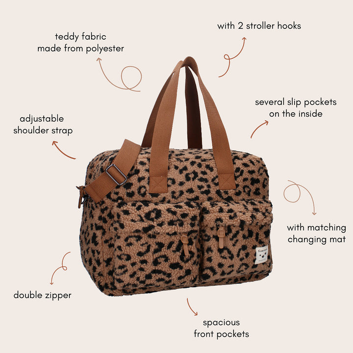 Kidzroom – Changing Bag Carry Allure – Beige Panther - Mabel & Fox