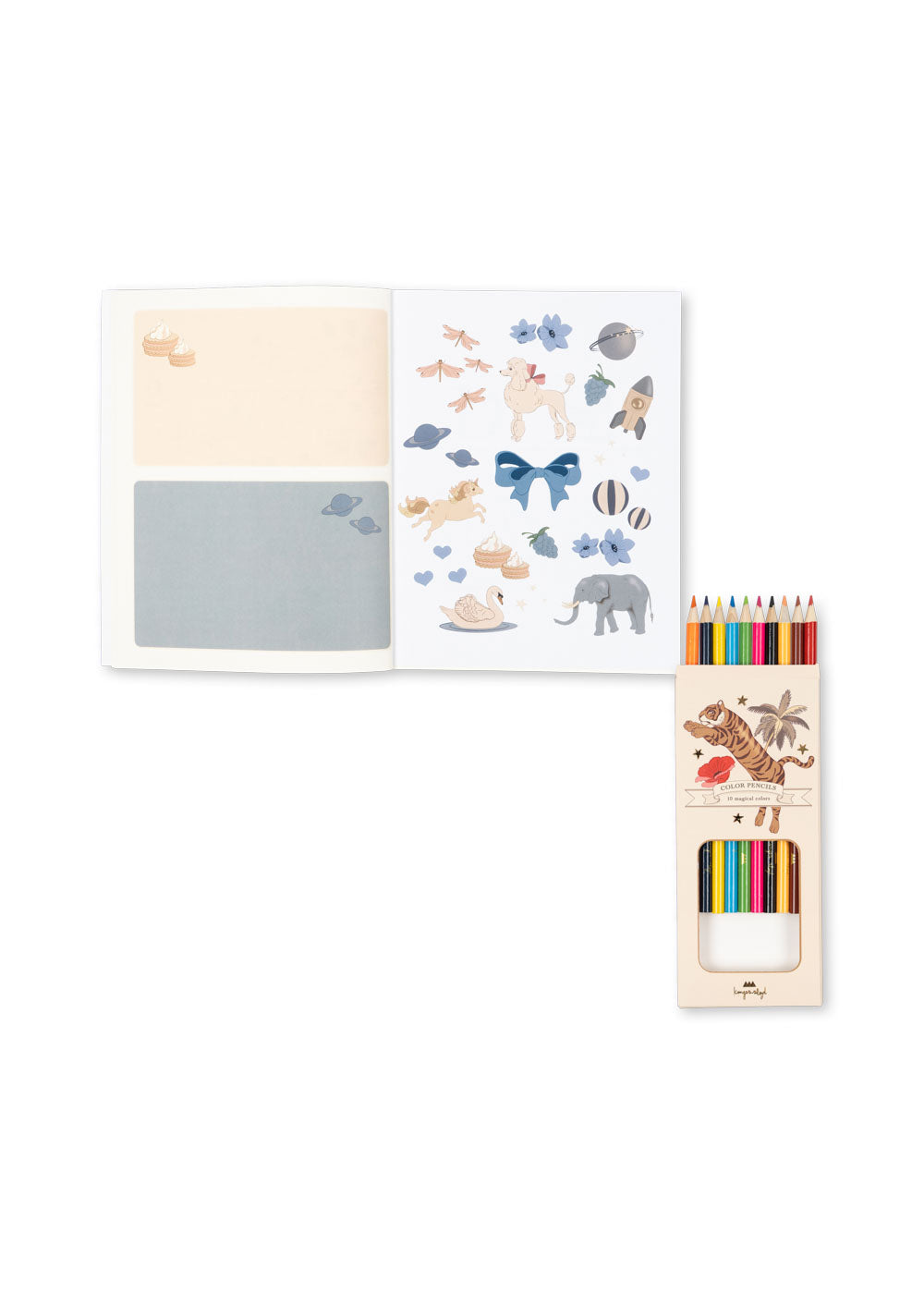 Konges Slojd - Activity Book With Colour Pencils - Animals - Mabel & Fox