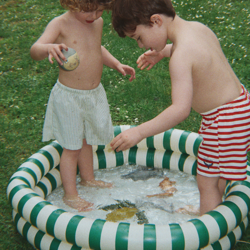 Konges Slojd – Basic 2 Ring Pool Large – Green Stripe - Mabel & Fox