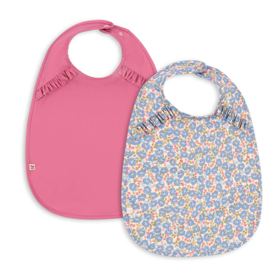 Konges Slojd - Dinner Bib Set - Fleur Rosier/Chateau Rose with Frill (2 Pack) - Mabel & Fox