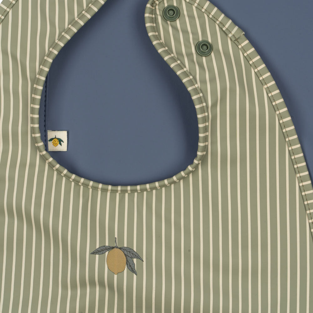 Konges Slojd - Dinner Bib Set - Tea Stripe/Flint Stone(2 Pack) - Mabel & Fox