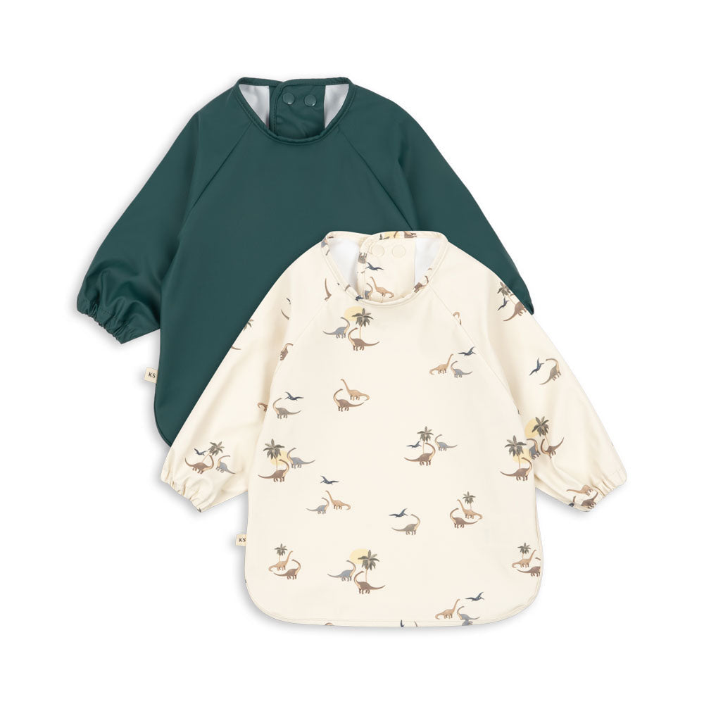 Konges Slojd - Dinner Bib With Sleeves - Kubi/Rain Forest (2 Pack) - Mabel & Fox