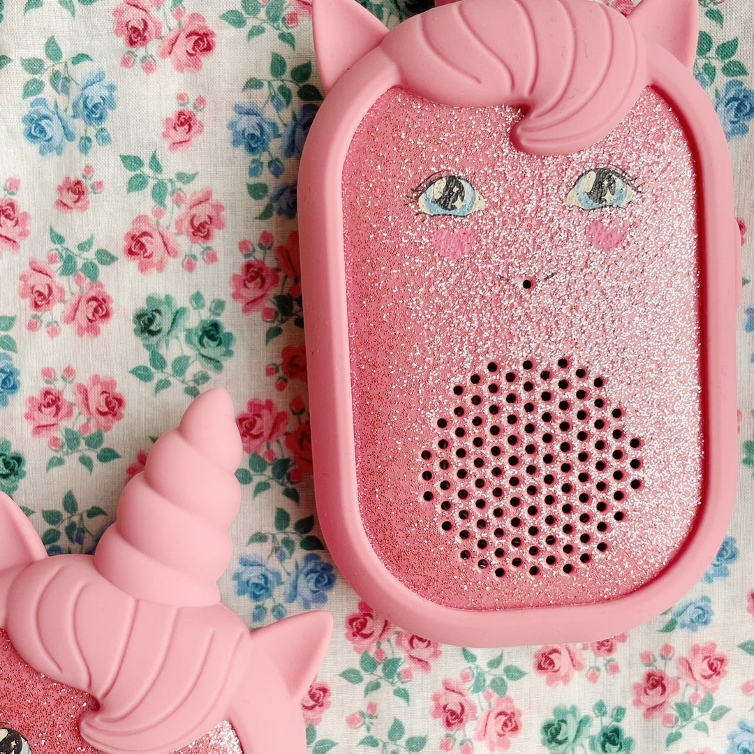 Konges Slojd - Glitter Unicorn Walk Talkie - Sparkling Pink - Mabel & Fox
