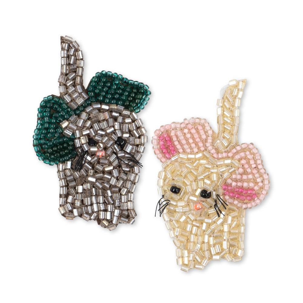 Konges Slojd -  Hair Clip - Bow Kitty Beaded - Mabel & Fox