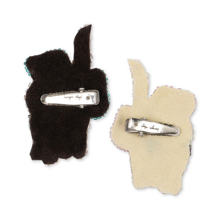 Konges Slojd -  Hair Clip - Bow Kitty Beaded - Mabel & Fox