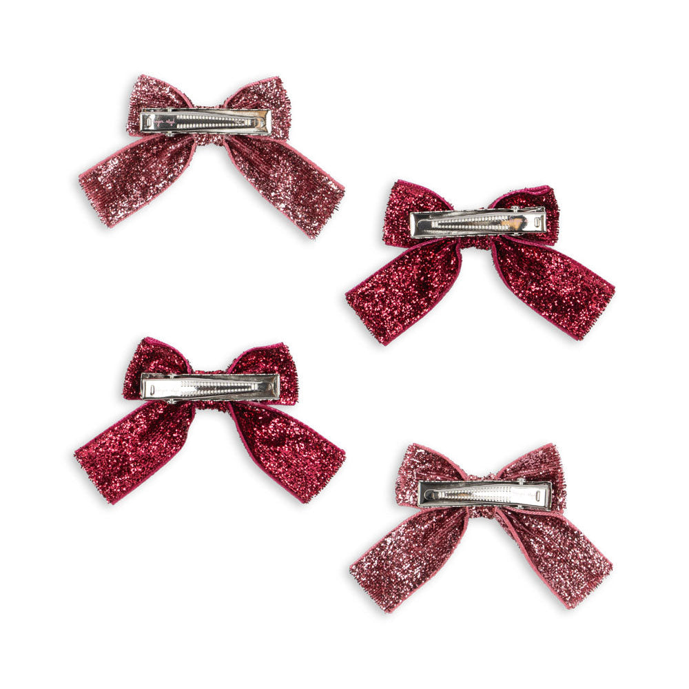 Konges Slojd – Hair Clips – Glitter Bows – Pink Mix (4 Pack) - Mabel & Fox