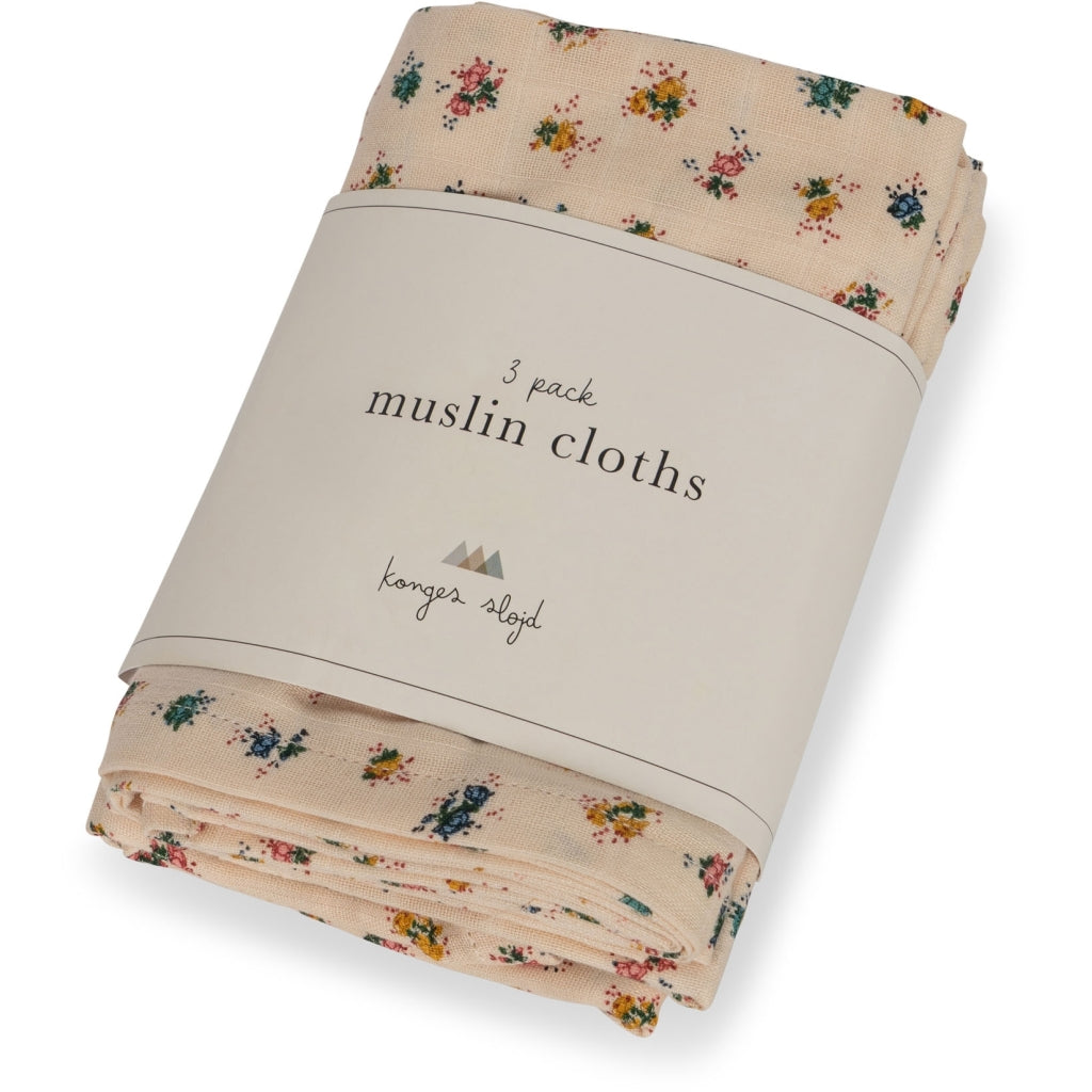 Konges Slojd - Muslin Cloth - Bloomie Blush ( 3 Pack) - Mabel & Fox