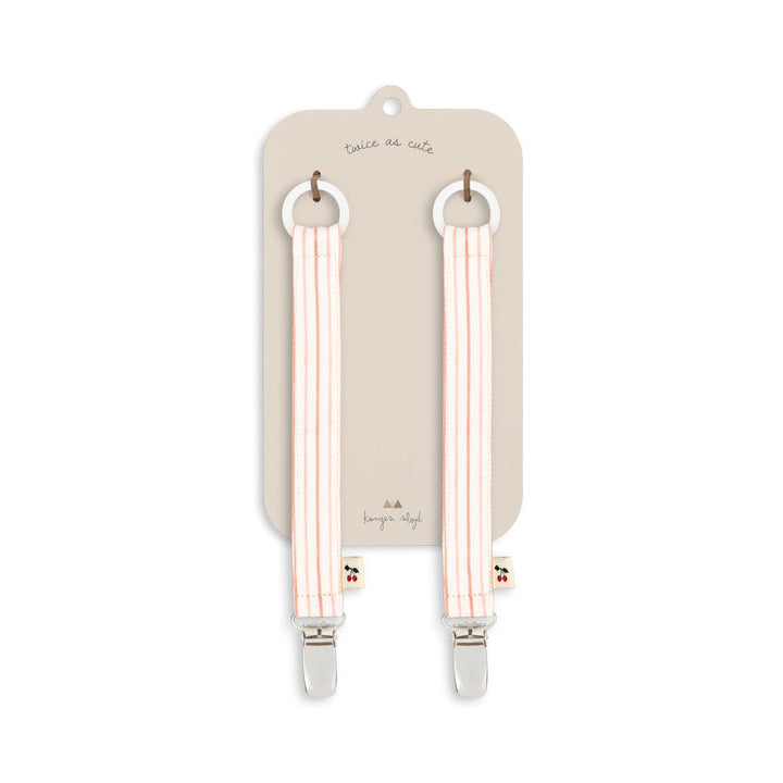 Konges Slojd – Pacifier Clip – Stripy Petite Rose (2 Pack) - Mabel & Fox