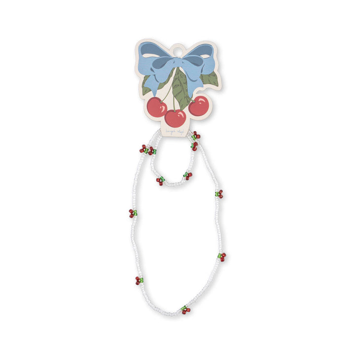 Konges Slojd - Pearly Cherry Necklace And Bracelet Set - Red/Glitter - Mabel & Fox