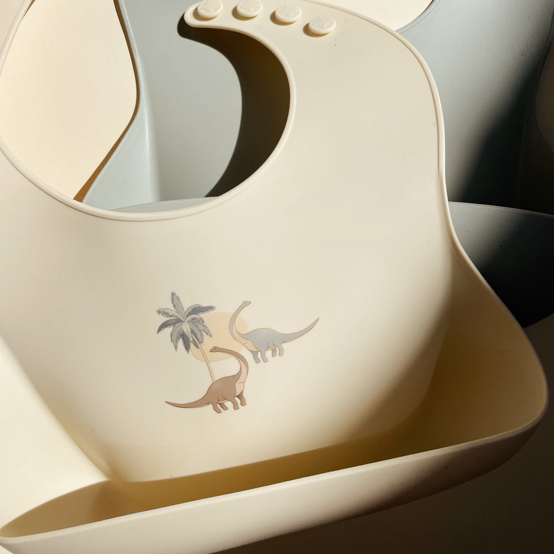 Konges Slojd - Silicone Bib Set- Dino (2 Pack) - Mabel & Fox