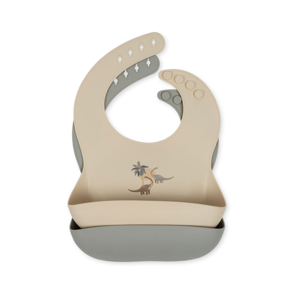 Konges Slojd - Silicone Bib Set- Dino (2 Pack) - Mabel & Fox