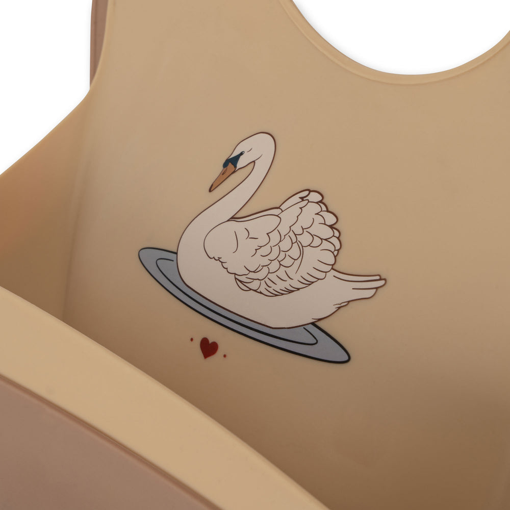 Konges Slojd - Silicone Bib Set- Swan (2 Pack) - Mabel & Fox