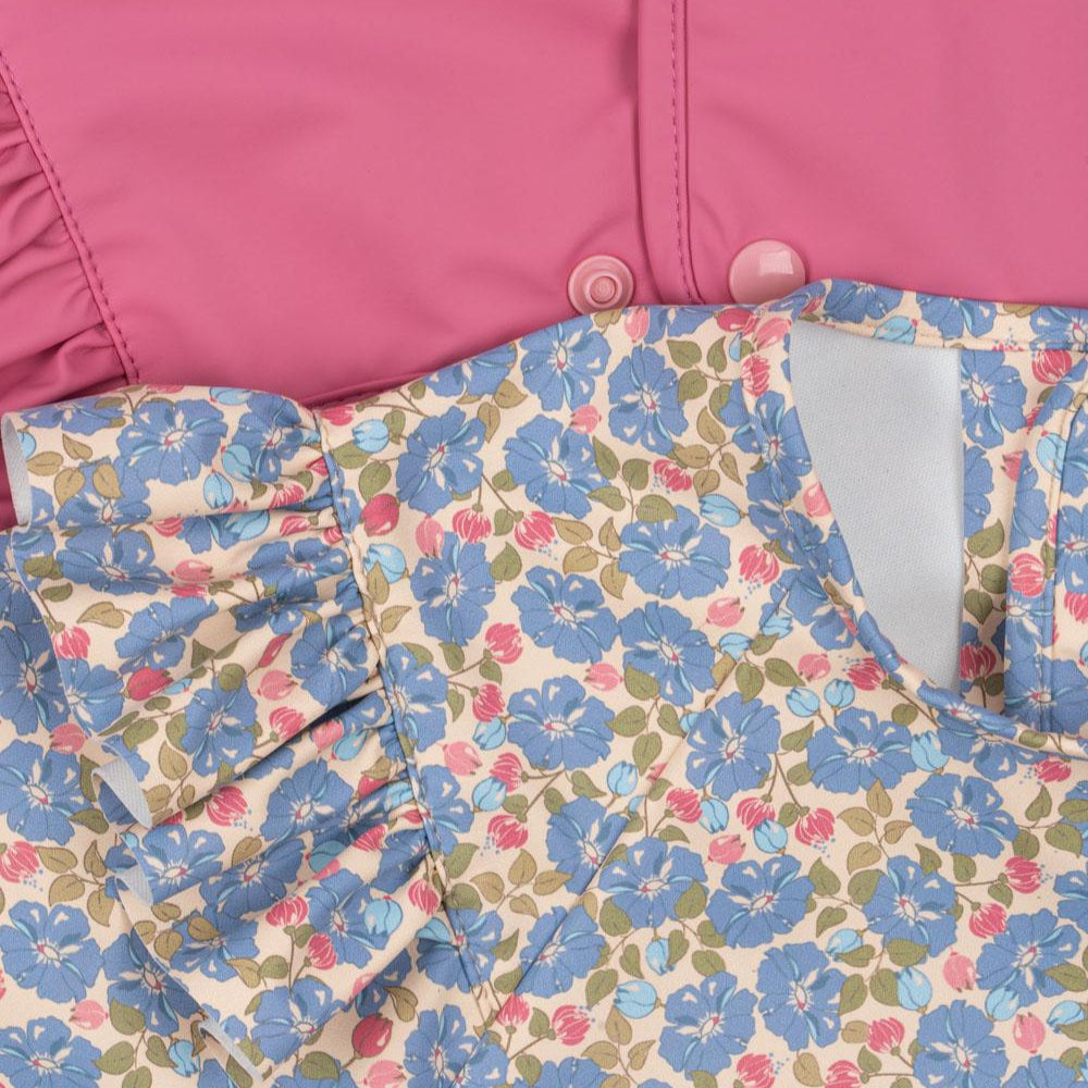 Konges Slojd - Sleeved Dinner Bib Set - Fleur Rosier/Chateau Rose with Frill (2 Pack) - Mabel & Fox