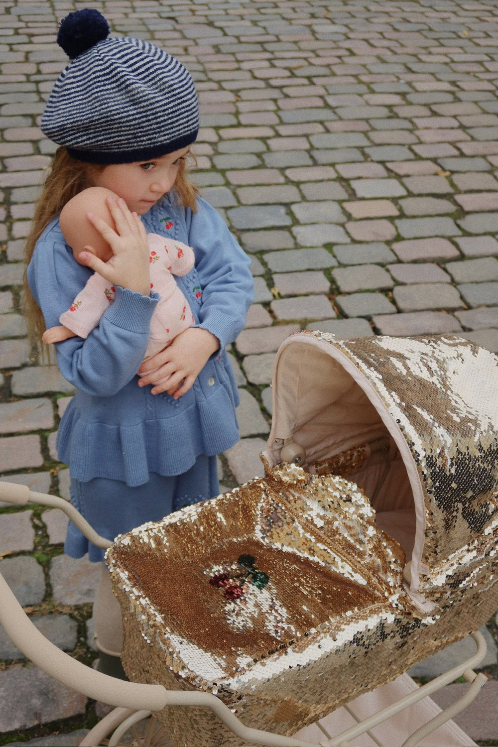 Konges Slojd - Sparkly Doll Pram - Cherry - Mabel & Fox