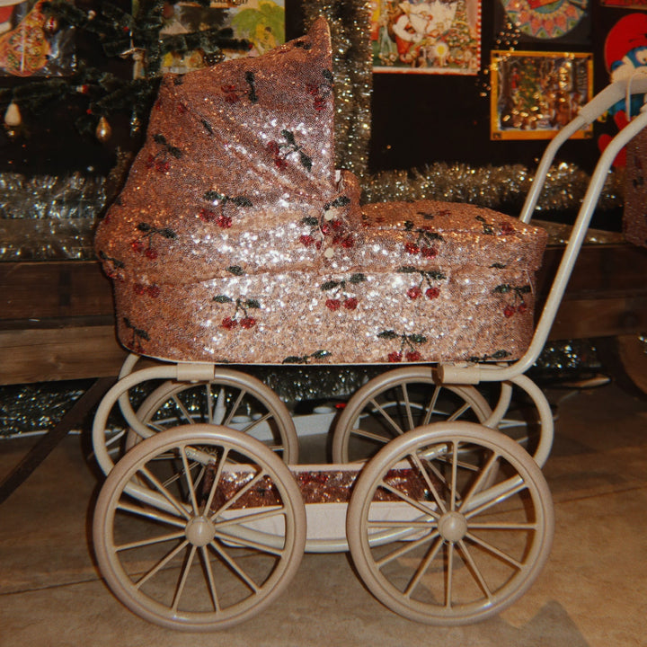 Konges Slojd - Sparkly Minnie Doll Pram - Cherry Sequin - Mabel & Fox