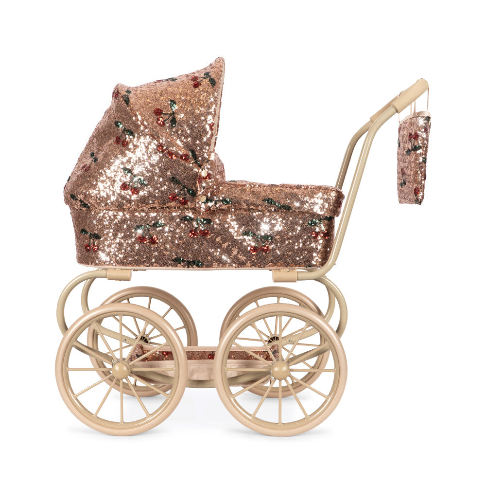 Konges Slojd - Sparkly Minnie Doll Pram - Cherry Sequin - Mabel & Fox