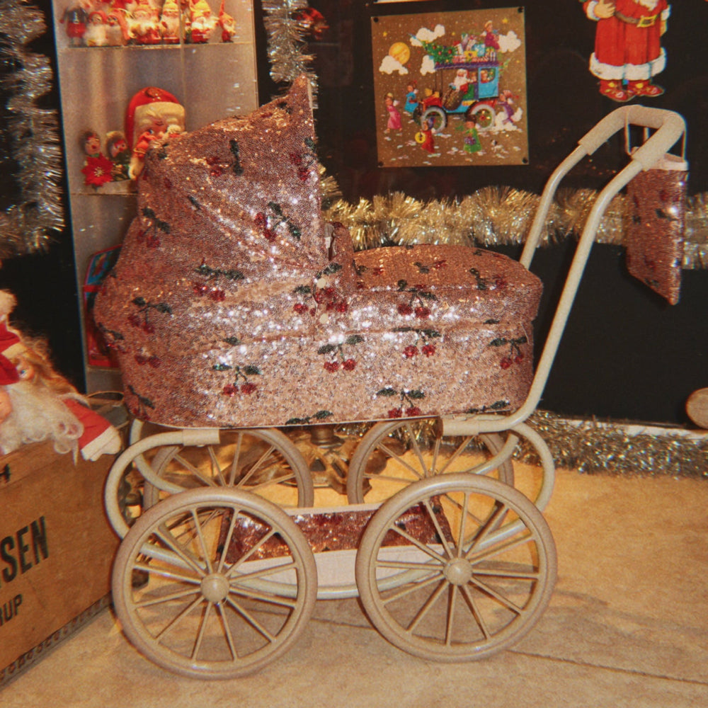 Konges Slojd - Sparkly Minnie Doll Pram - Cherry Sequin - Mabel & Fox