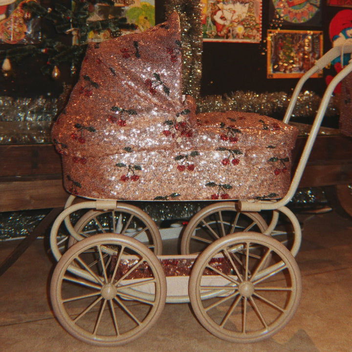Konges Slojd - Sparkly Minnie Doll Pram - Cherry Sequin - Mabel & Fox