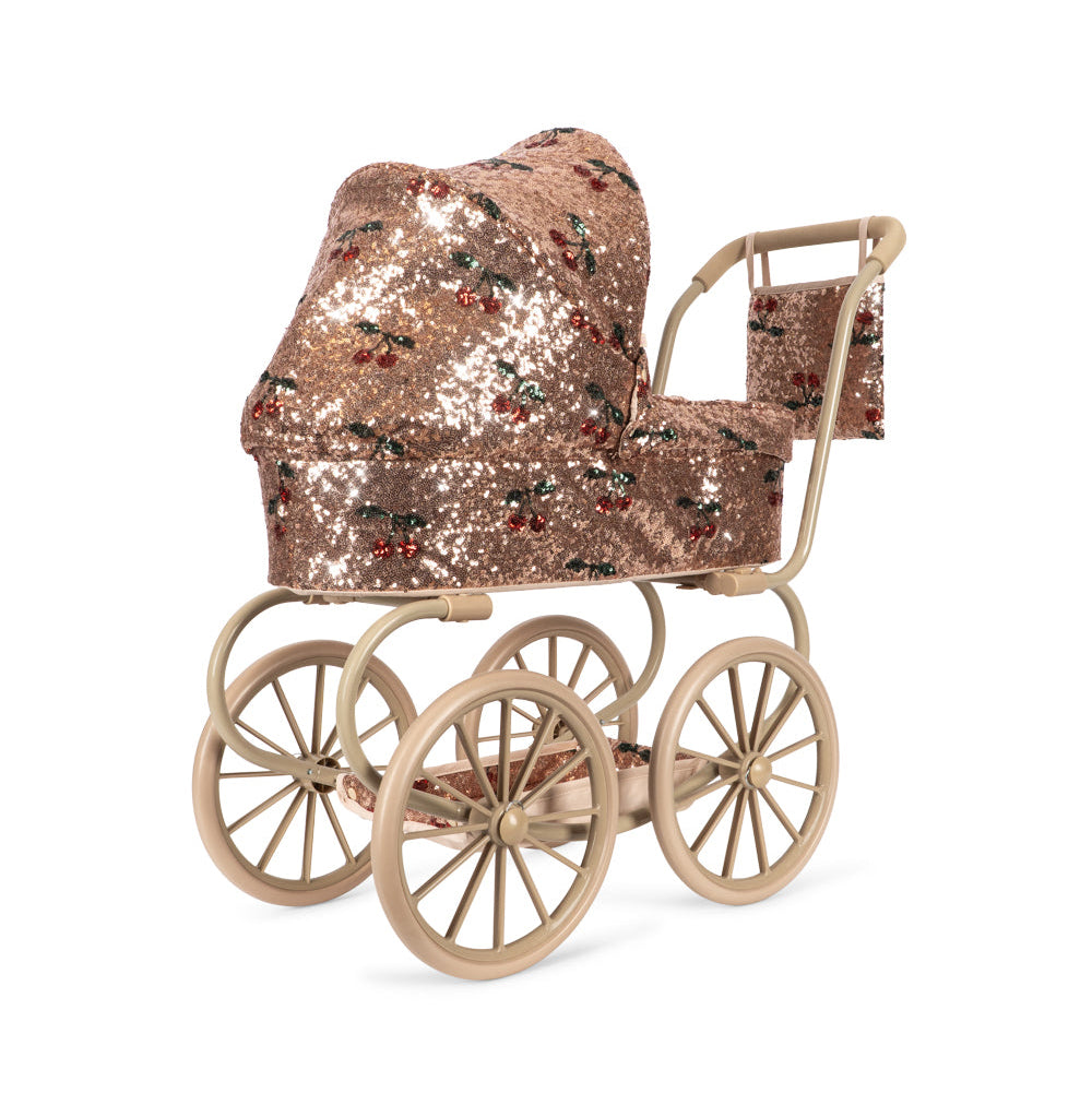 Konges Slojd - Sparkly Minnie Doll Pram - Cherry Sequin - Mabel & Fox