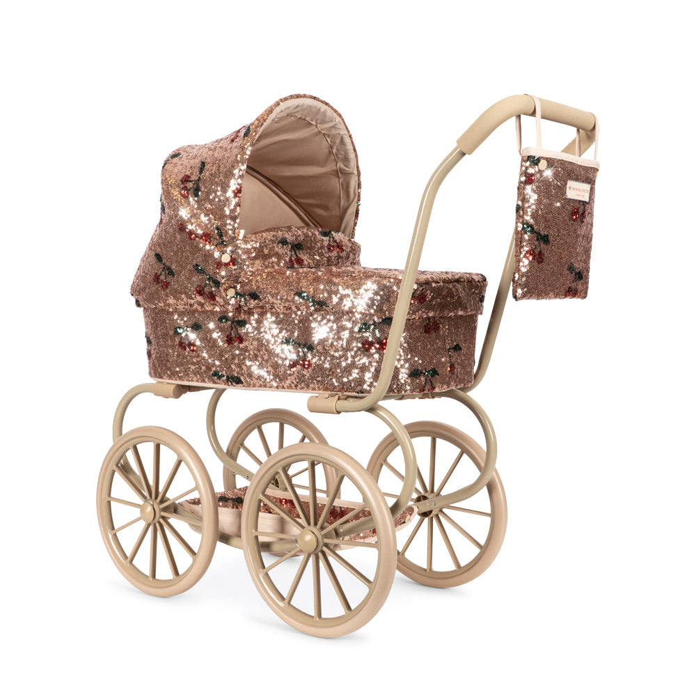 Konges Slojd - Sparkly Minnie Doll Pram - Cherry Sequin - Mabel & Fox
