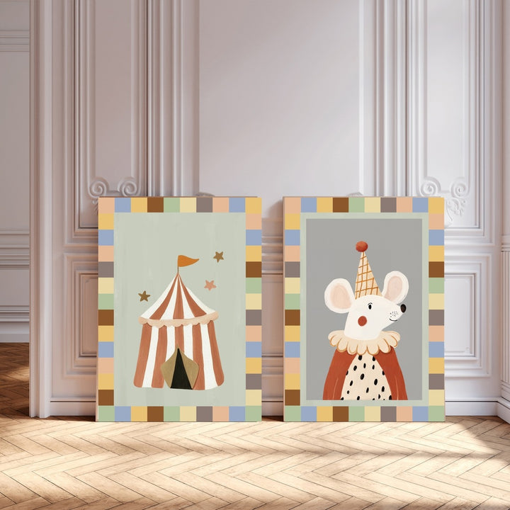 Kumo Art Prints - Art Print -  Circus Mouse & Circus Tent - Set of Two - Mabel & Fox